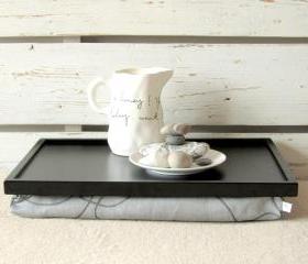  Laptop Lap Desk or Breakfast serving Tray - Brack with Grey- Custom Order