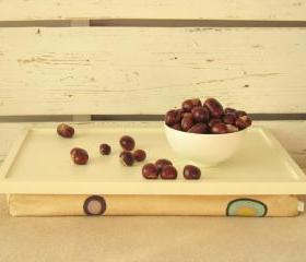Laptop Lap Desk or Breakfast serving Tray - Off White with Creme Dotty- Custom Order
