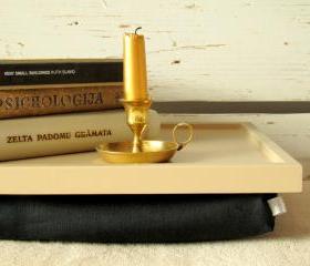  Laptop Lap Desk or Breakfast serving Tray - Creme with Black Linen- Custom Order