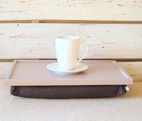 Breakfast serving or Laptop Lap Desk- Soft Grey with Grey Pillow