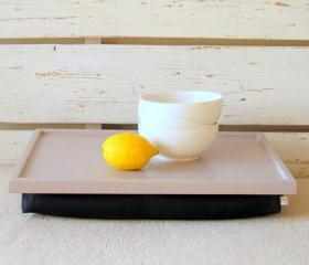  Breakfast serving or Laptop Lap Desk- Soft Grey with Black- Custom Order
