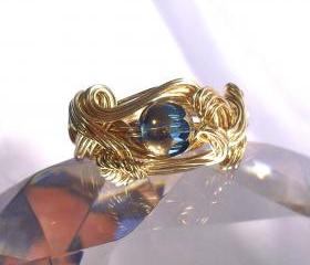 Scrolling Band Wire Wrapped Brass Ring