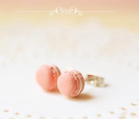 Food Jewelry - Sweet Pink French Macarons Earrings