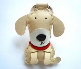 Susan the Labrador Leather Keychain ( Cream )