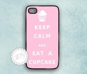 Cupcake iPhone Pink Case Keep Calm and Eat Custom Color and Text