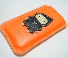 Taka the Ninja iPhone leather case ( Bright Orange / Black )