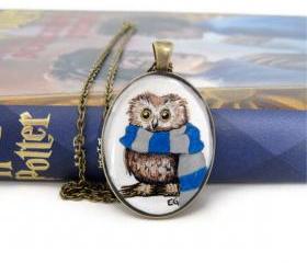 Owl Jewelry, Owl Necklace, Harry Potter Necklace, Resin Necklace, Ravenclaw Necklace, Hogwarts House