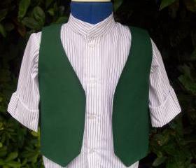 Boys white and green waistcoat and shirt set
