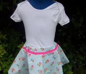 Girls blue floral twirly full skirt
