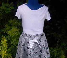Girls swallow print twirly full skirt