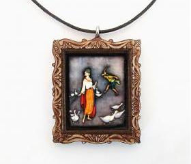 The Goose Girl Fairy Tale Pendant and Cord Necklace