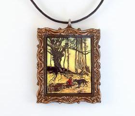 Little Red Riding Hood and Wolf Pendant and Necklace