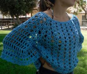 Angel Sleeve Sweater Top Beach Cover-Up CROCHET PDF PATTERN