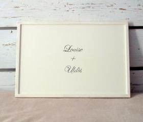 Personalized Wedding Breakfast serving Tray or Laptop Lap Desk- with customized hand painted Initials or Names on Off White tray