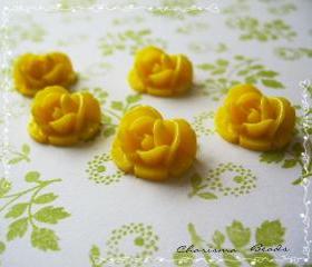 6 Resin Roses Cabochons Flower Accessory 18x17x8mm