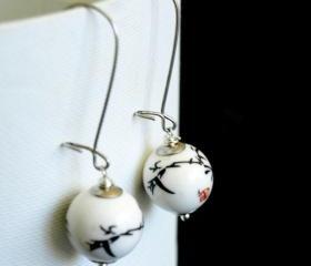 Chinese ceramic earrings-Asian Dangle Earrings