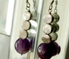 Purple Amethyst and silver Dangle Earrings