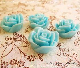 18 Resin Roses Cabochons Flower Accessory 22x22x12mm