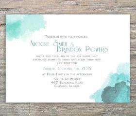 Printable Watercolor Invitation DIY for Wedding or Special Event