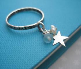 Sterling silver star charm ring - My Star