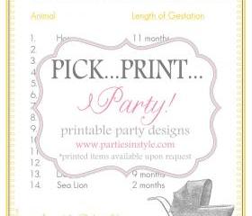 Baby Shower Game - Animals and Their Babies - Printable DIY