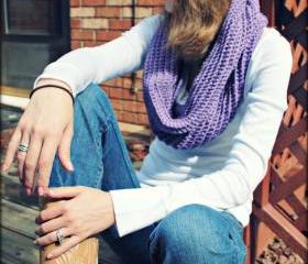 Infinity Scarf Crochet Purple Wool