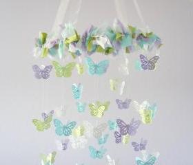 Butterfly Mobile- Lavender, Green, Blue & White