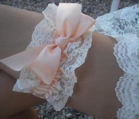 SUPER SALE Handmade Plus size Barely Peach Lace Garter