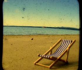 Beach Chair Photo 5x5 TtV Beach Photography - Summer Seaside - Rustic Nautical Home Decor Print