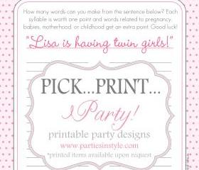 Baby Shower Game - Baby Shower Boggle - Printable DIY