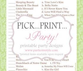 Baby Shower Game - Disney Love Songs - Printable DIY