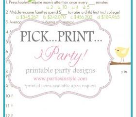 Baby Shower Game - Fun Facts About Babies Trivia - Printable DIY