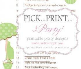 Baby Shower Game - Guess the Nursery Rhyme - Printable DIY