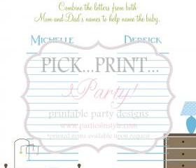 Baby Shower Game - Help Name the Baby - Printable DIY
