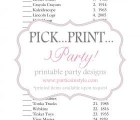 Baby Shower Game - Toy Timeline - Printable DIY