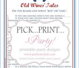 Baby Shower Game - Old Wives Tales - Printable DIY