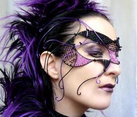Purple and black cyber goth mask