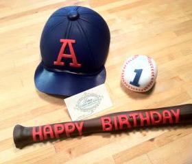 Fondant Baseball Hat, Baseball, Bat, Perfect for Birthdays, Any baseball lover