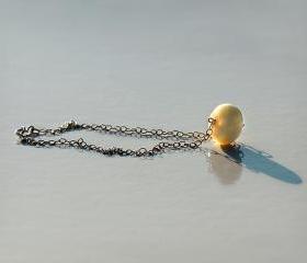 Handmade Bracelet of Happiness- Amber on Sterling Silver 925 chain- 19cm long