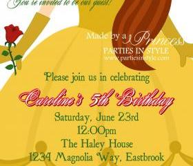 Birthday Invitation - Princess Series Belle - Printable DIY