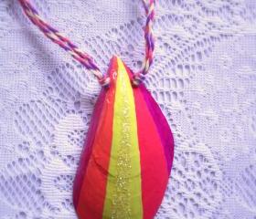 Smoothie in the Sunset painted shell pendant