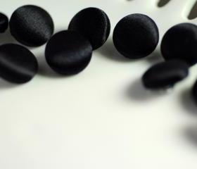20 Black Silk Satin Bridal Buttons