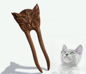 Wooden Hair Fork Sticks Hairpin Cat Hair Accessory MariyaArts