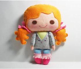 Bella girl - doll pattern, felt doll, PDF