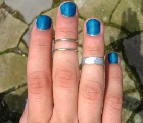 Set of 3 Adjustable Mid Finger Rings, Aluminum, Hand Hammered