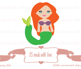 Little mermaid digital image-clipart for personal and commercial use