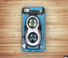 Vintage Blue Retro Camera iPhone 4 iPhone 4S Hard Case - Black Trim