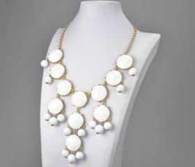 Handmade Bubble Necklace - Bib Necklace- Statement Necklace- White