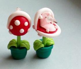 A Pair Cute Unique super Mario Piranha Plant Chomper Earring