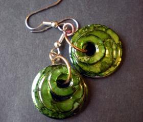 Green Earrings Monochrome
